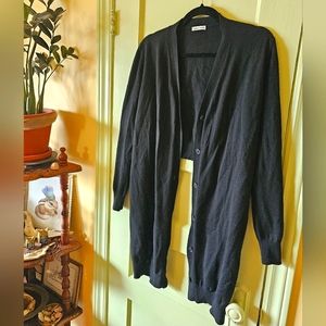 100% cashmere Thomas Maier Italian designer high low black cardigan